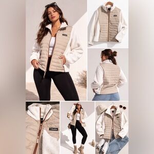 Columbia Women's Beige and White 590 Turbo Down Jacket Size L